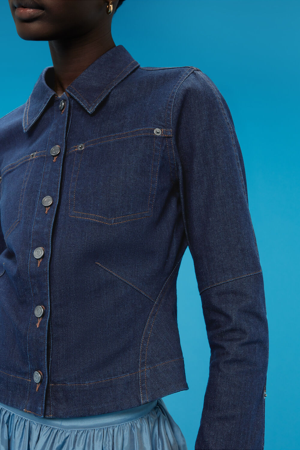 Denim Corset Detail Top