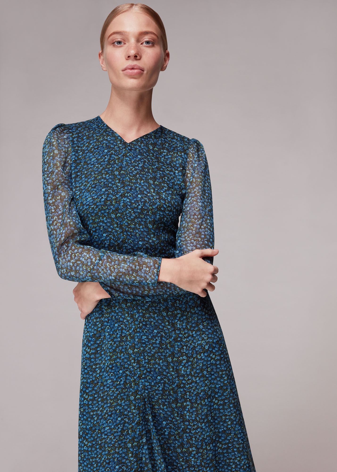 Black/Multi Scattered Bloom Dobby Dress 