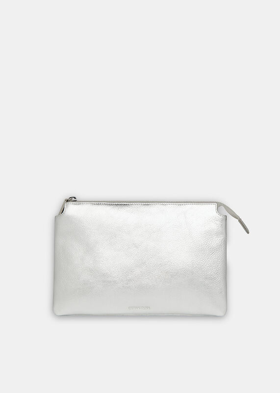 Silver Elita Double Pouch Clutch