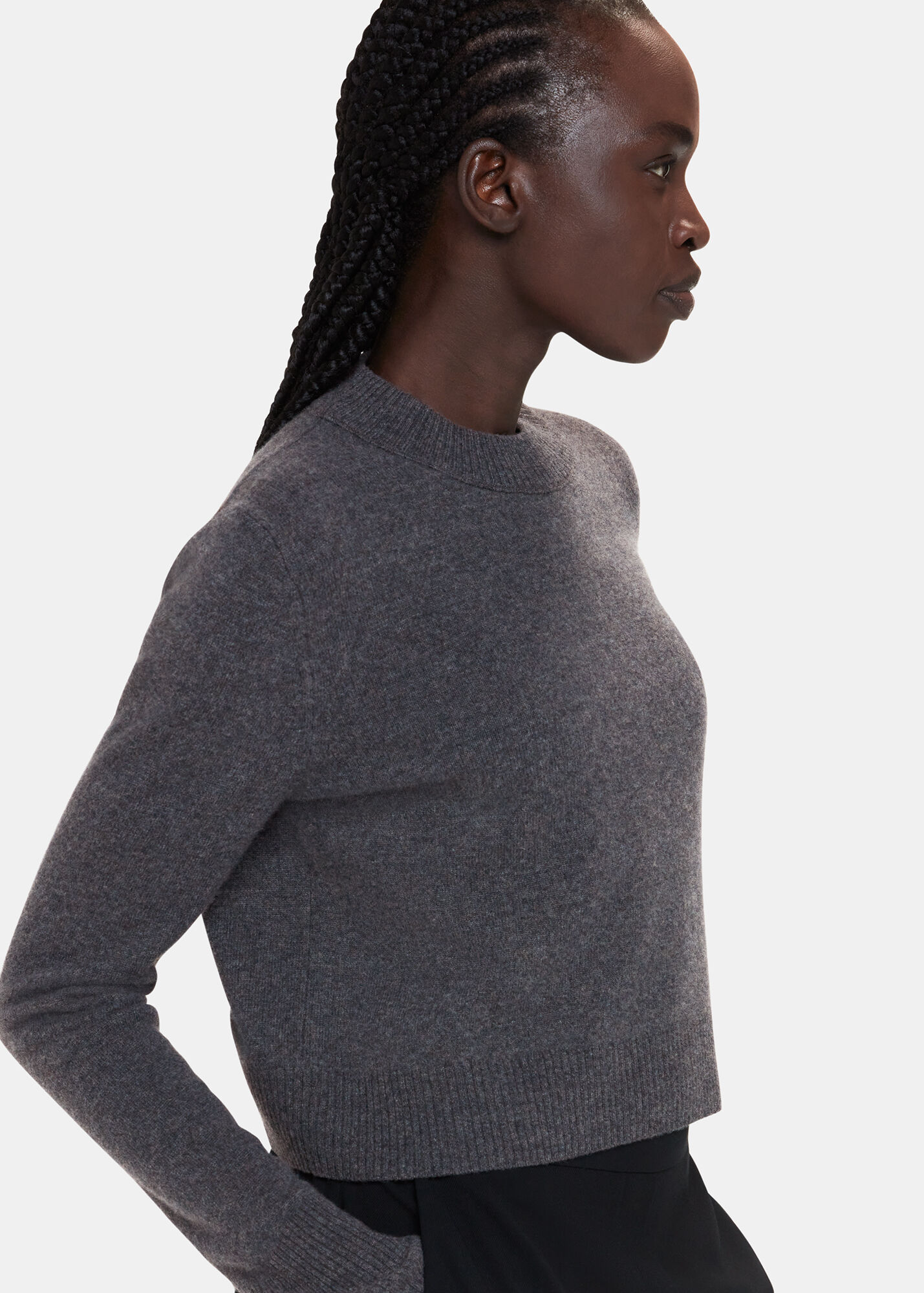 Dark Grey Wool Cropped Sweater WHISTLES