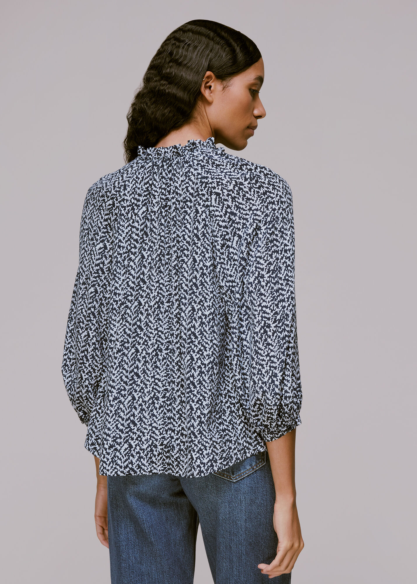 Blue/Multi Zig Zag Print Blouse WHISTLES