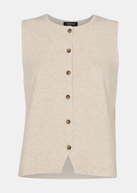 Oatmeal Lucy Button Front Sweater Vest