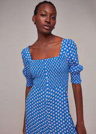 Floral Sunburst Shirred Dress