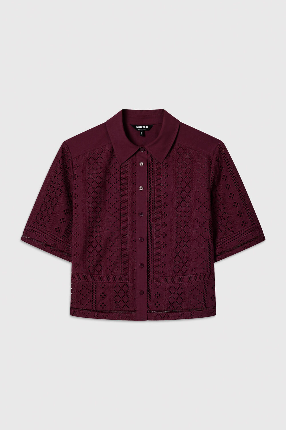 Plum Broderie Cotton Shirt