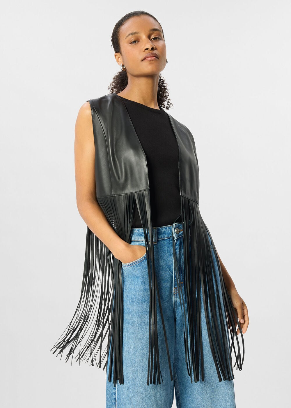 Rei Leather Fringed Waistcoat