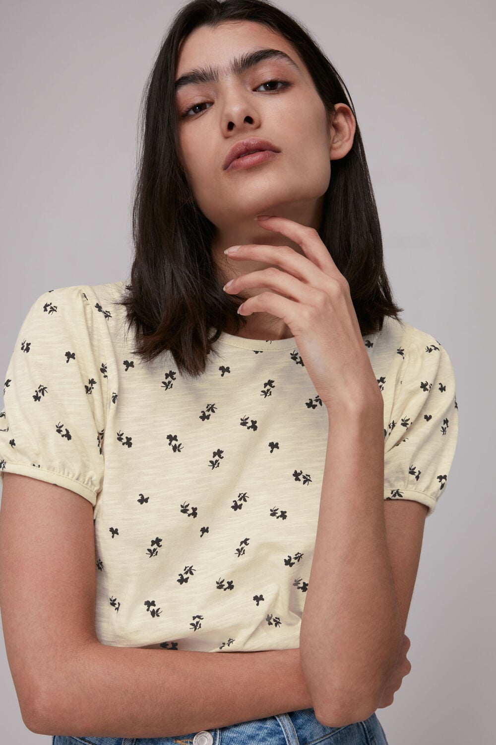 Puff Sleeve Forget Me Not Cream/Multi