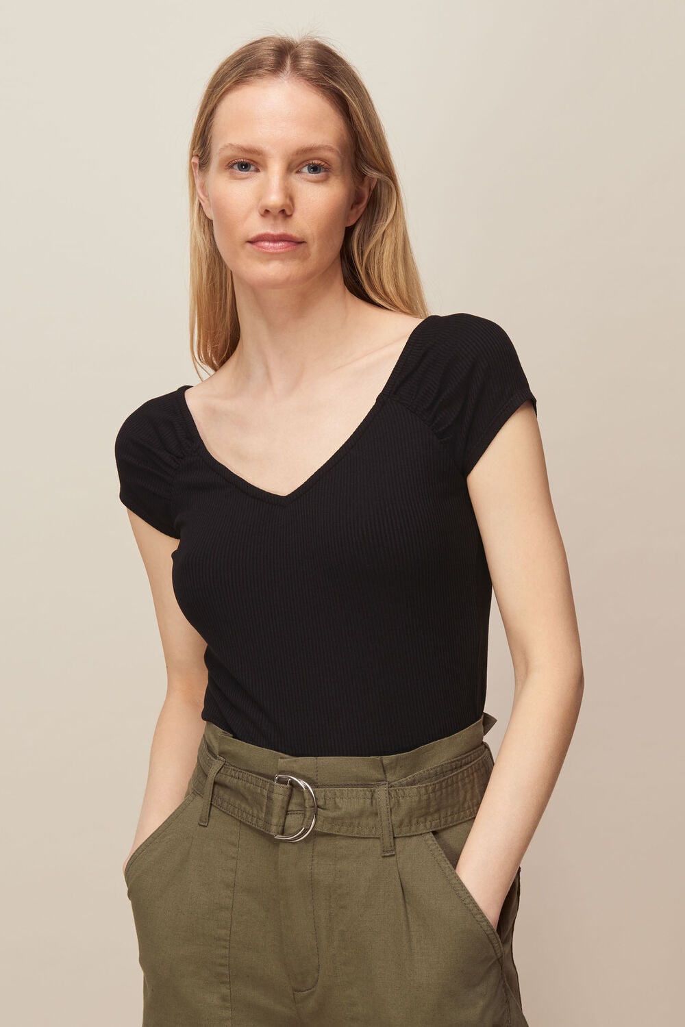 Alice Ribbed Top Black
