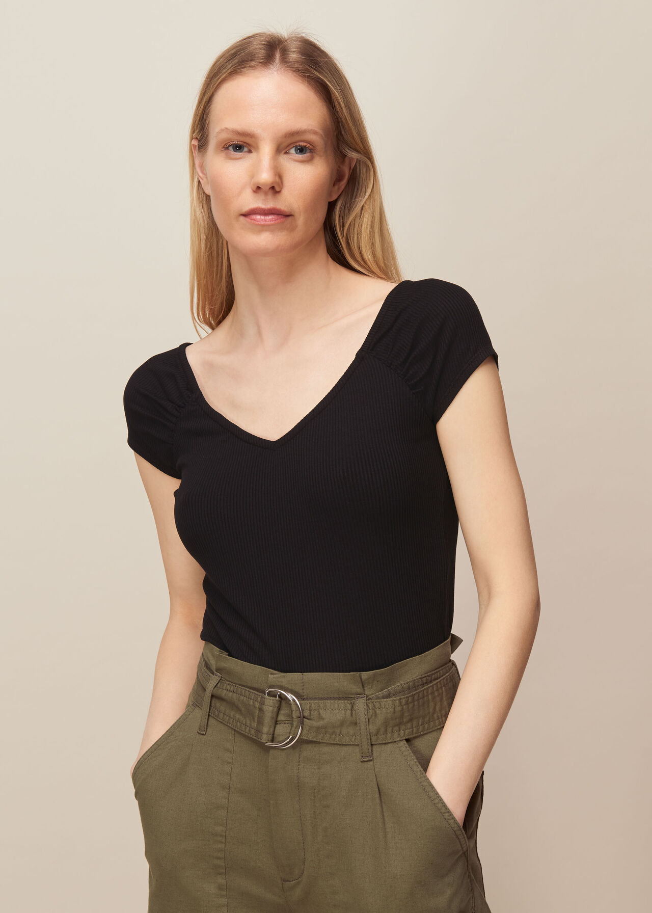 Alice Ribbed Top Black