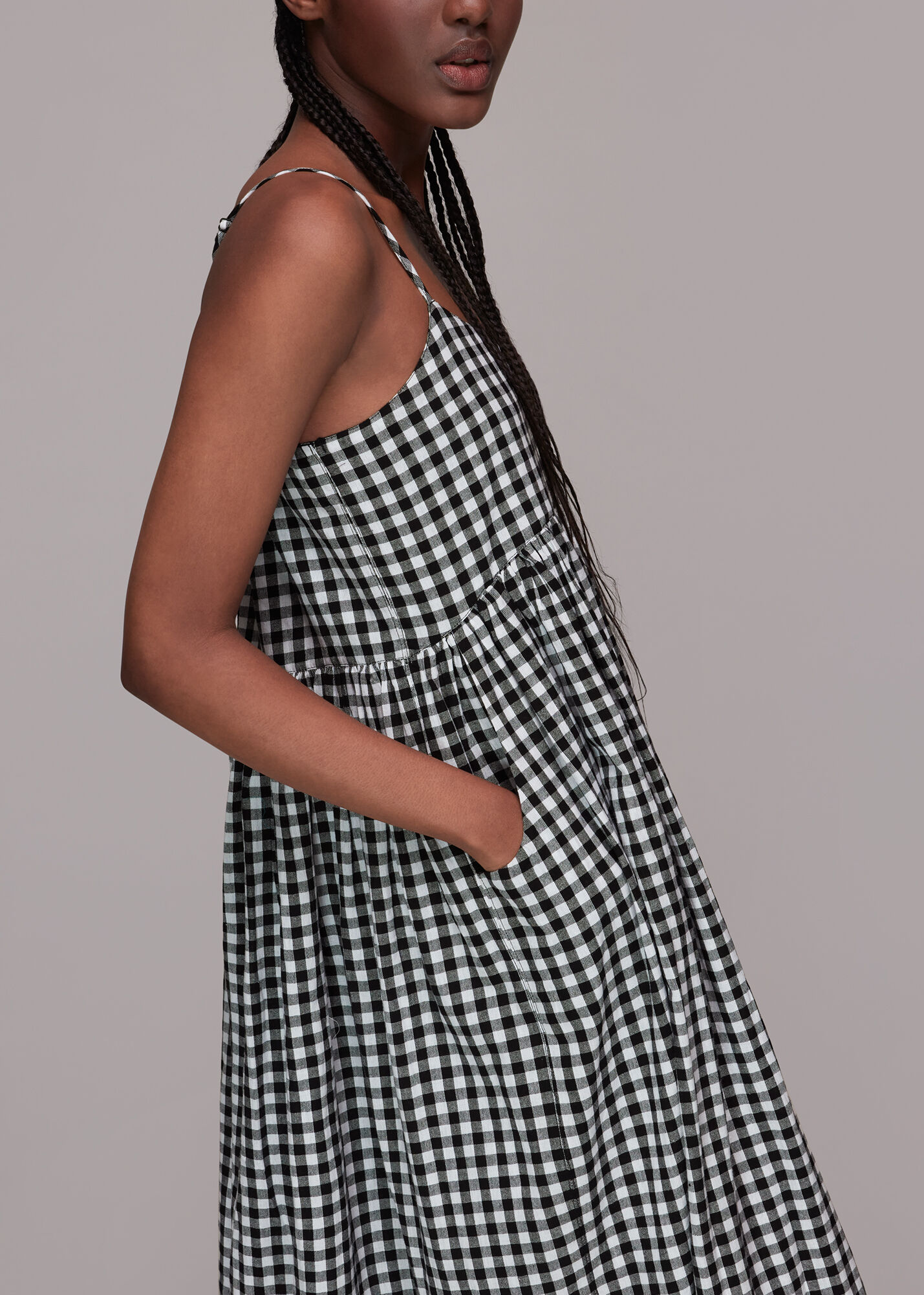 Black/Multi Carmen Gingham Trapeze Dress WHISTLES