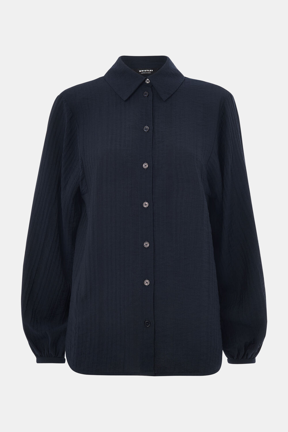 Navy Textured Relaxed Viscose Shirt