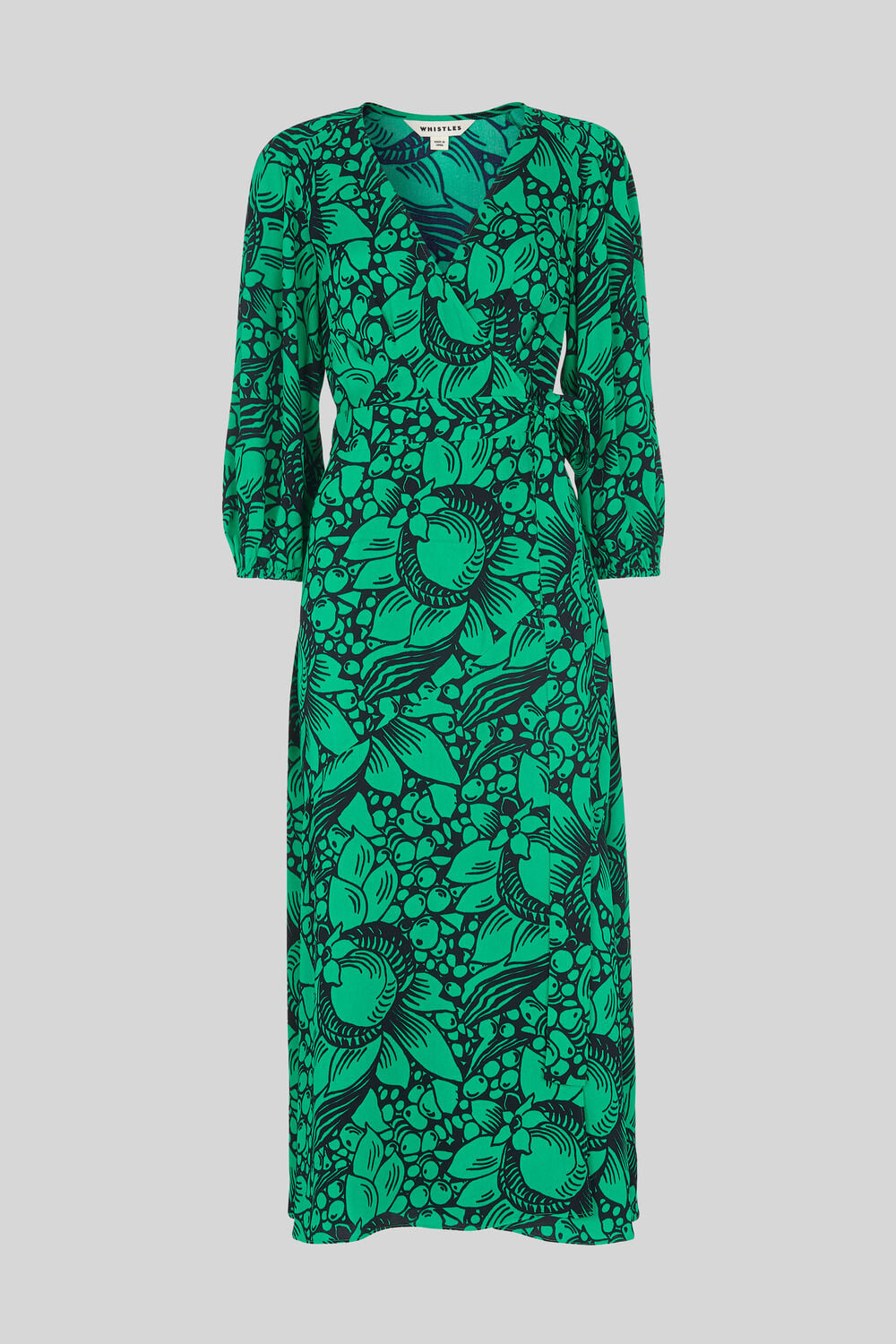 Sunflower Print Wrap Dress Green/Multi