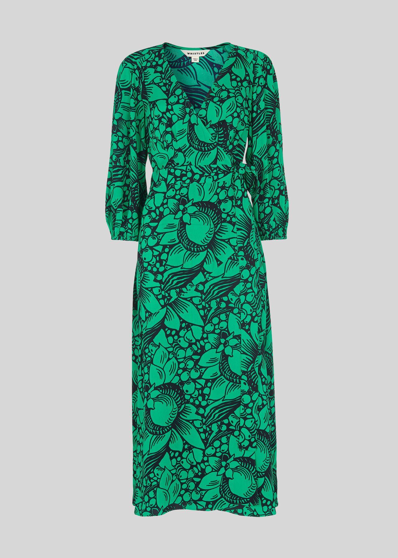 Sunflower Print Wrap Dress Green/Multi