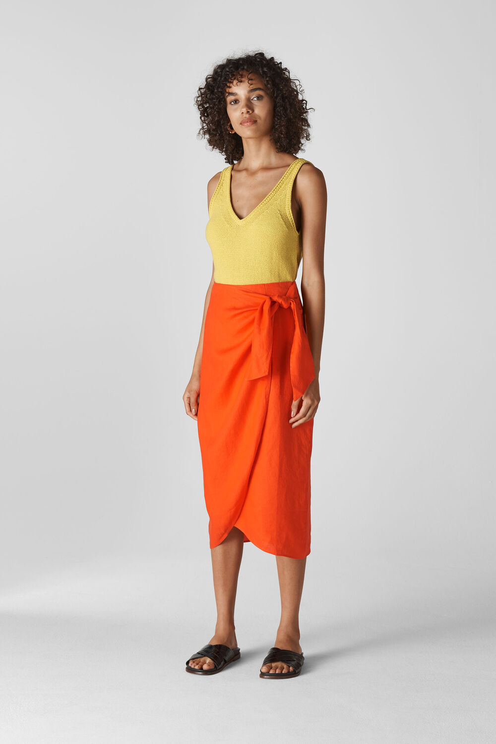 Layla Linen Sarong Skirt Orange