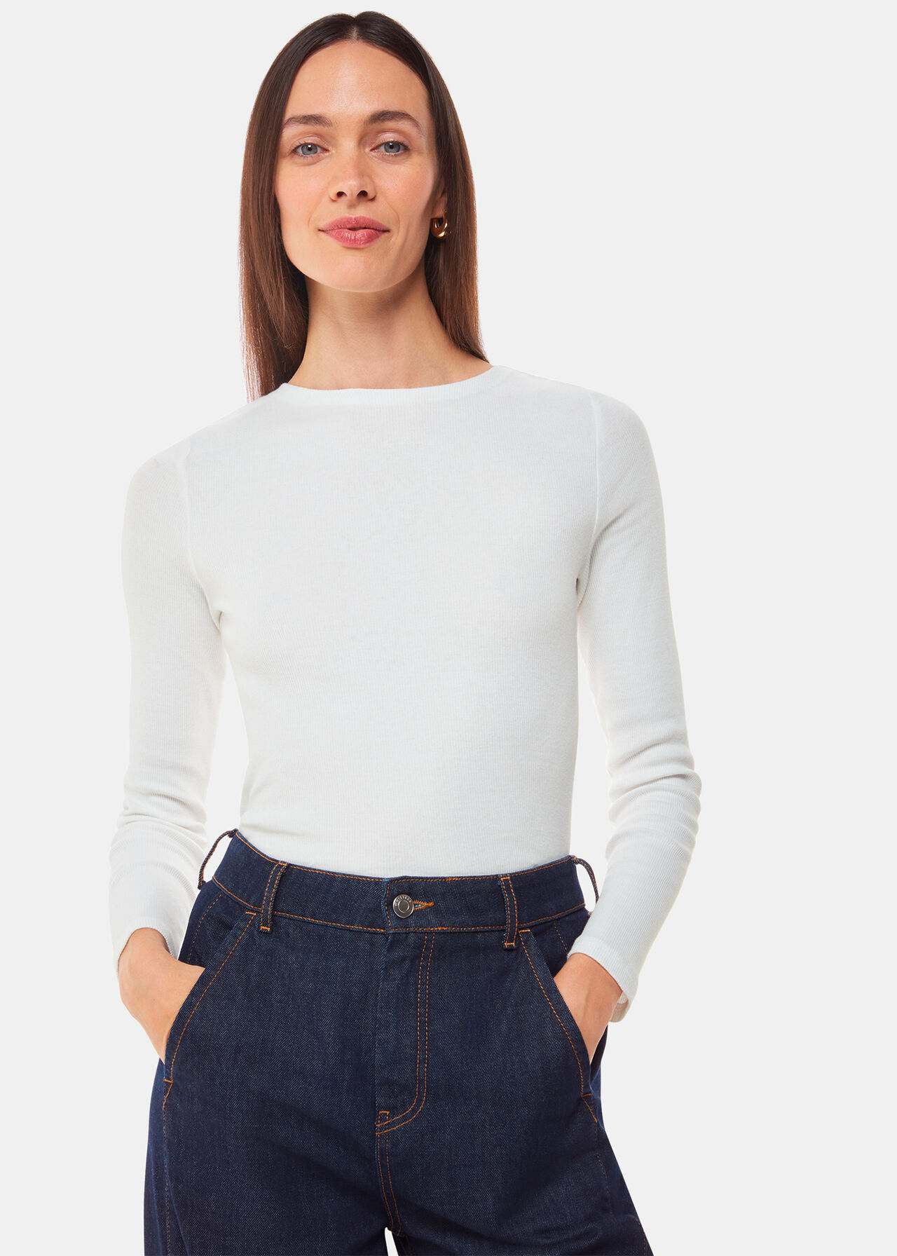 High Neck Long Sleeve Rib Top