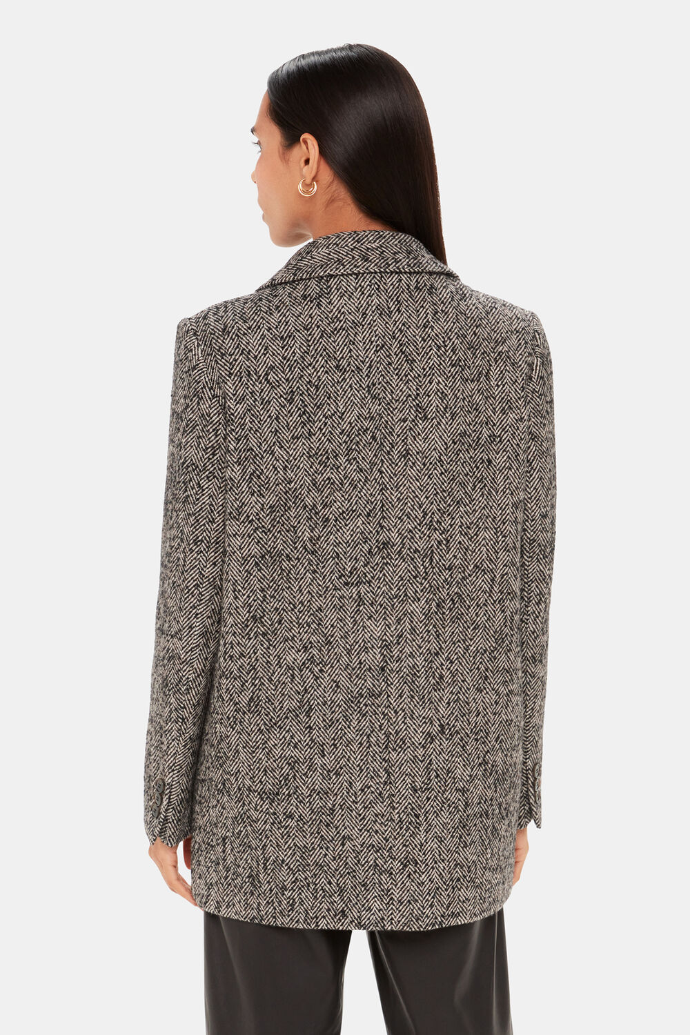 Brown Noa Herringbone Short Coat
