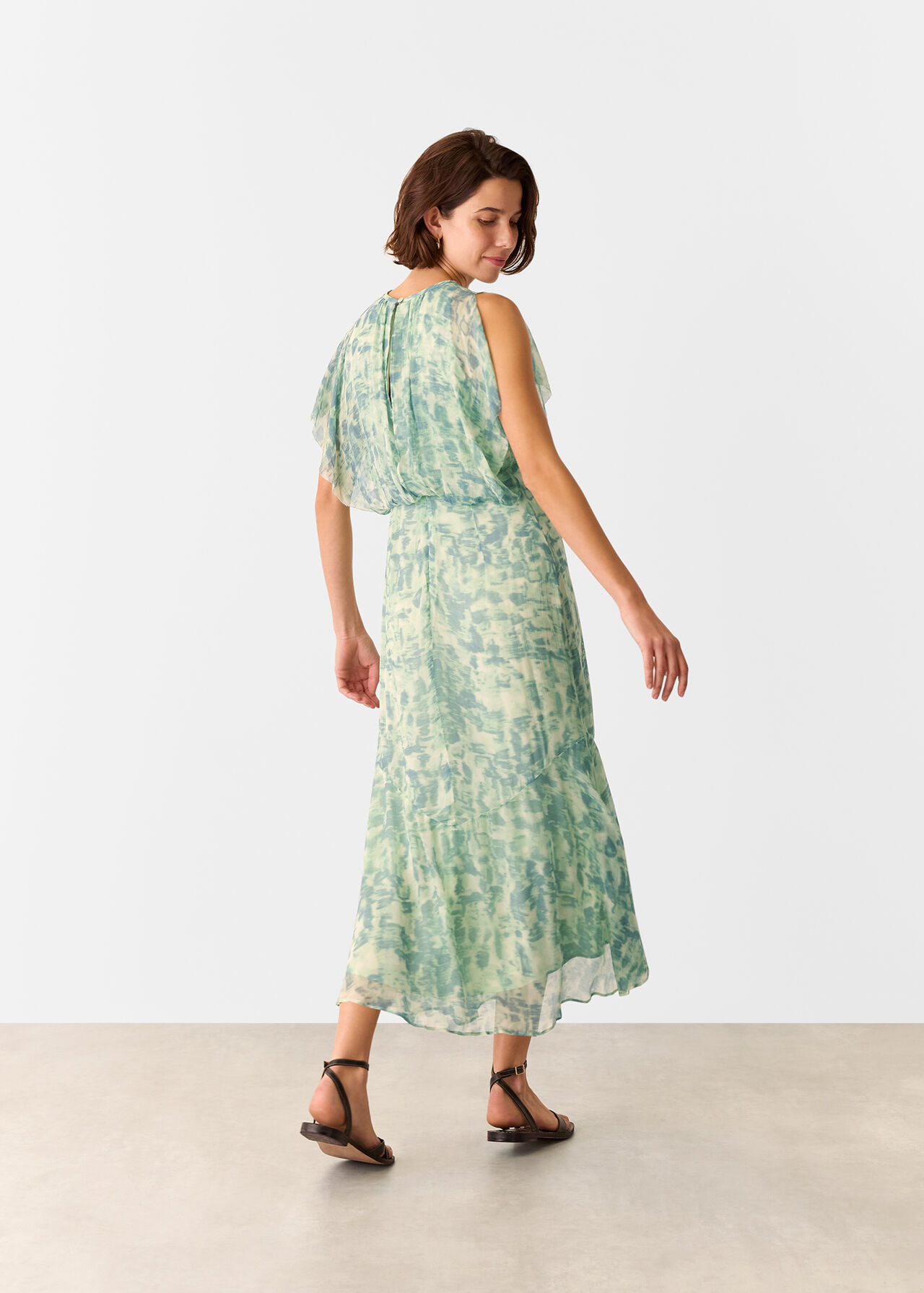 Dashed Brush Marks Midi Dress