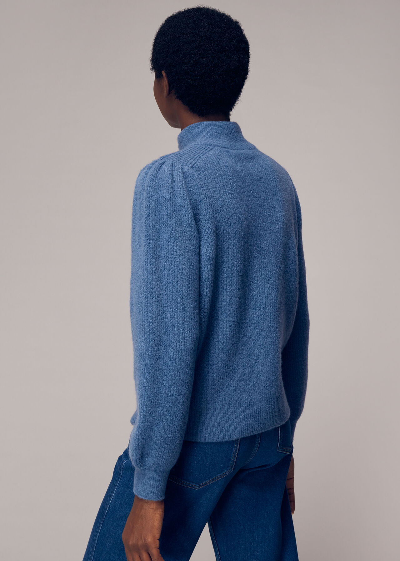 Puff Sleeve Button Sweat