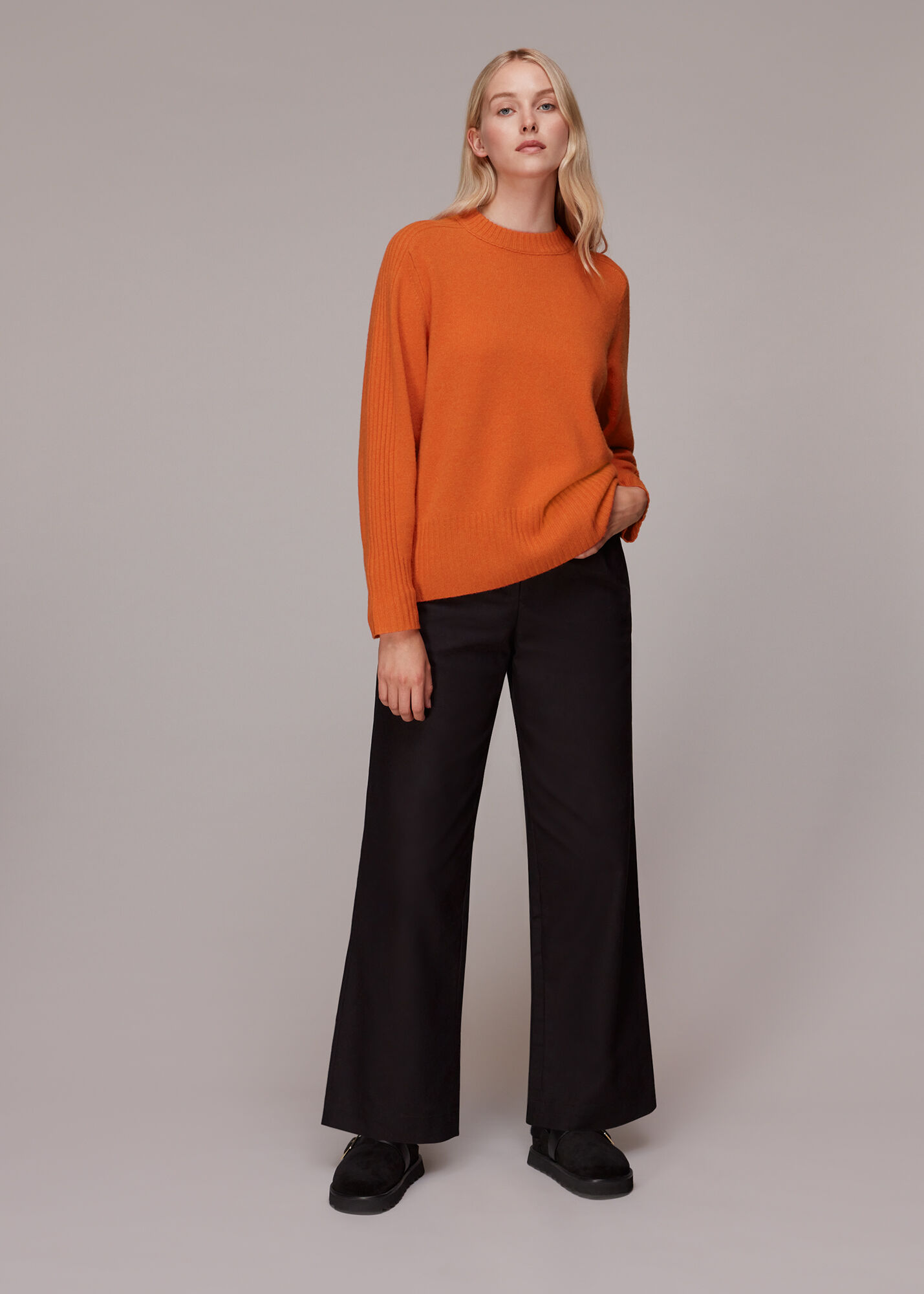 Orange Boyfriend Wool Sweater WHISTLES