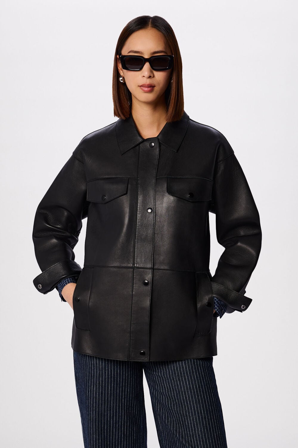 Petite Clean Bonded Leather Jacket