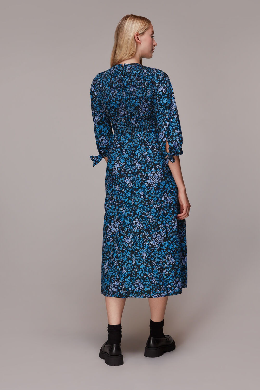 Boho Floral Shirred Dress