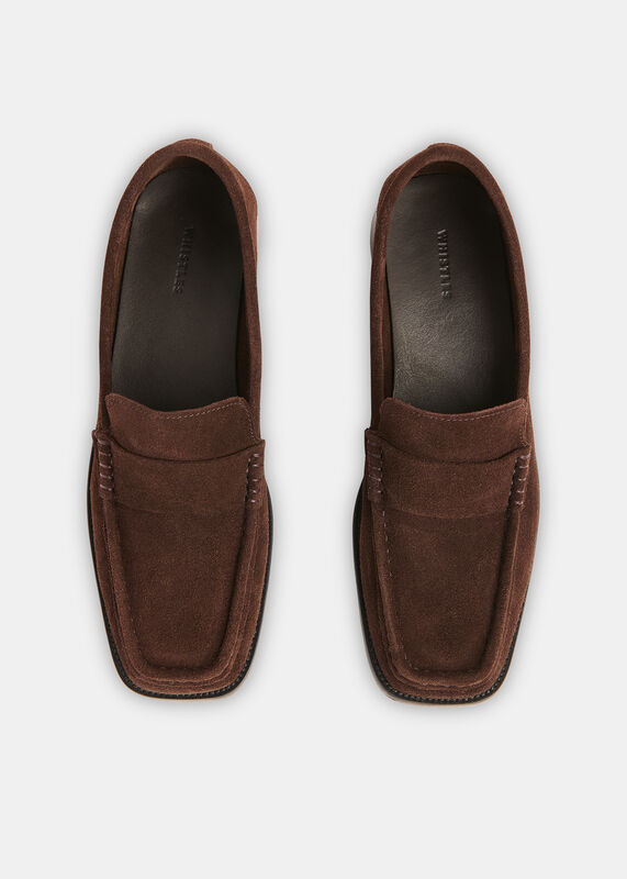 Chocolate Mora Suede Square Toe Loafer