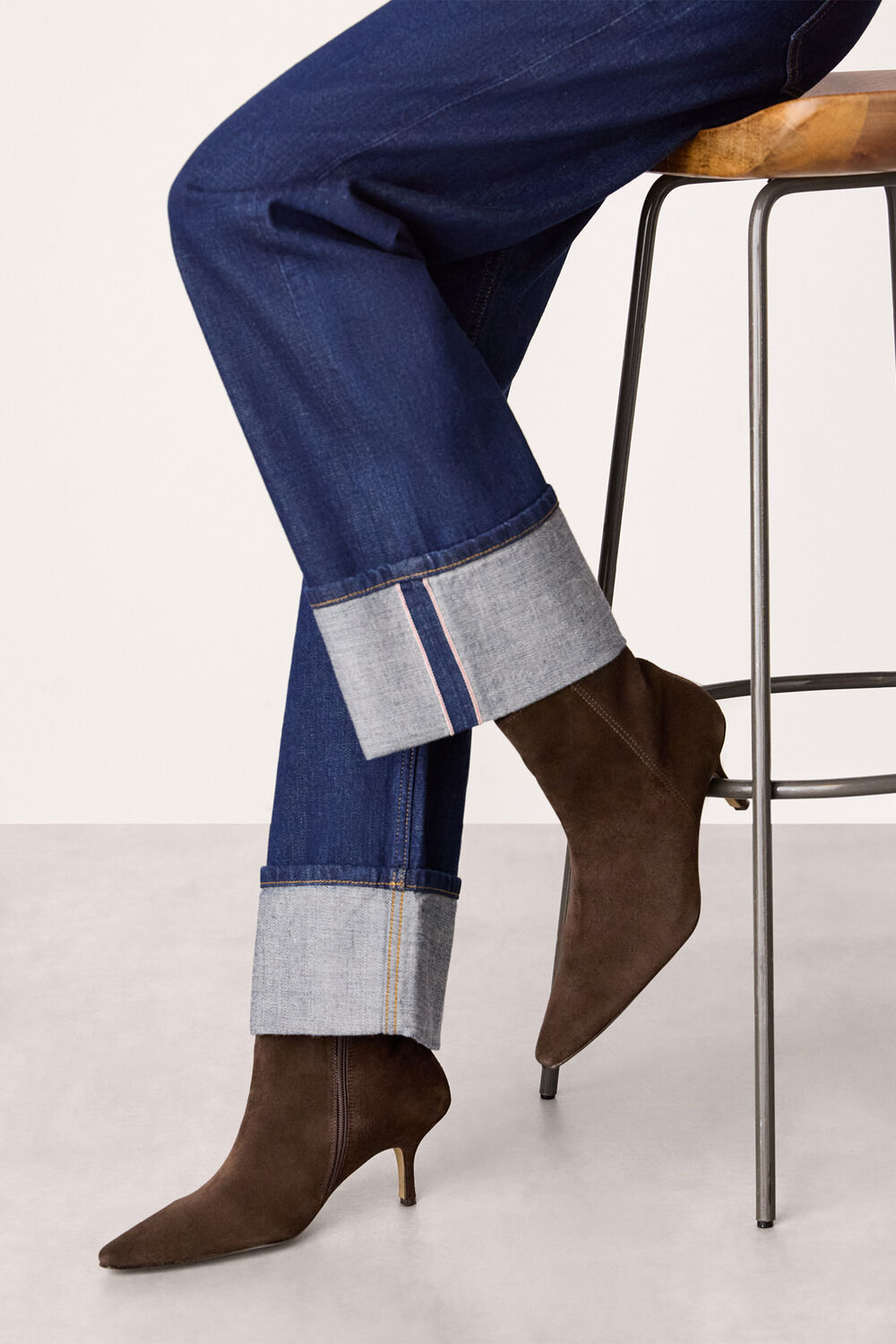 Chocolate Suede Pointed Heeled Boot