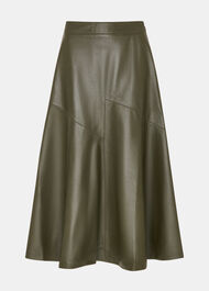 Zig Zag Panel Leather Skirt