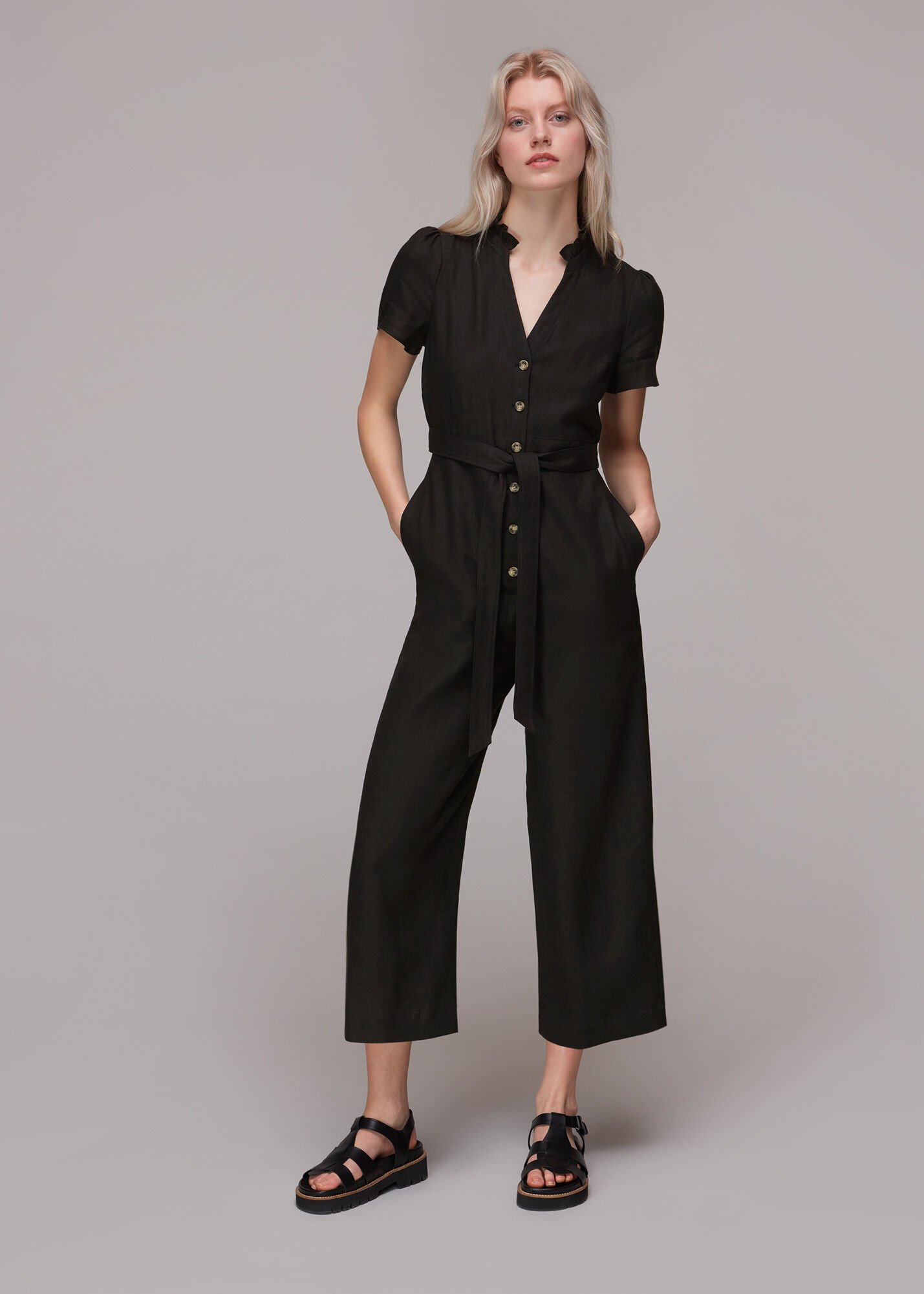 Black Emmie Linen Jumpsuit