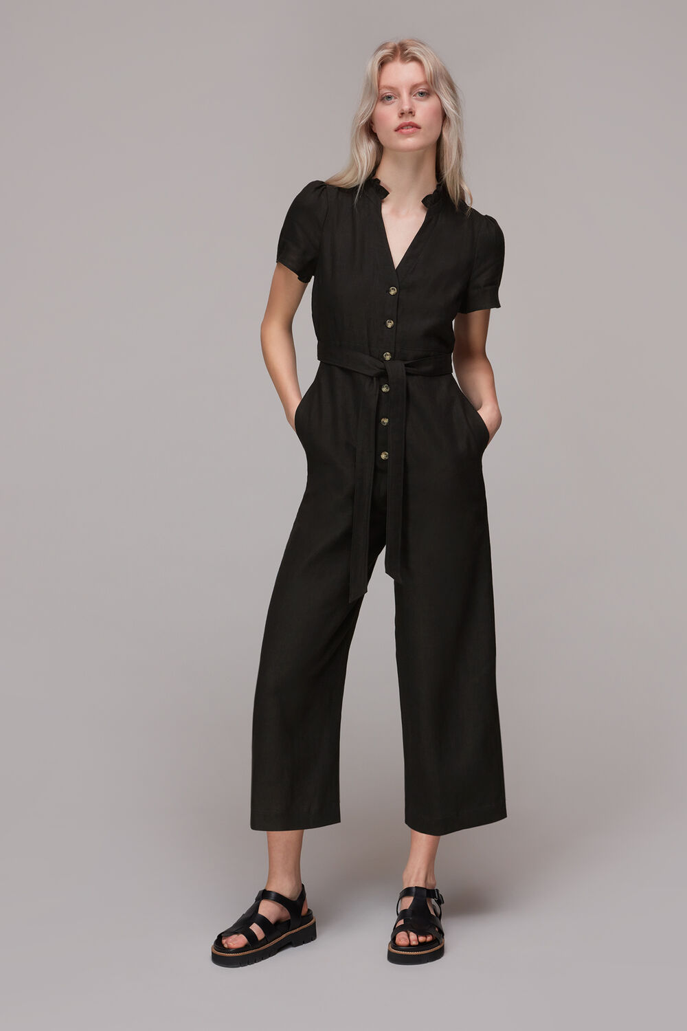 Black Emmie Linen Jumpsuit