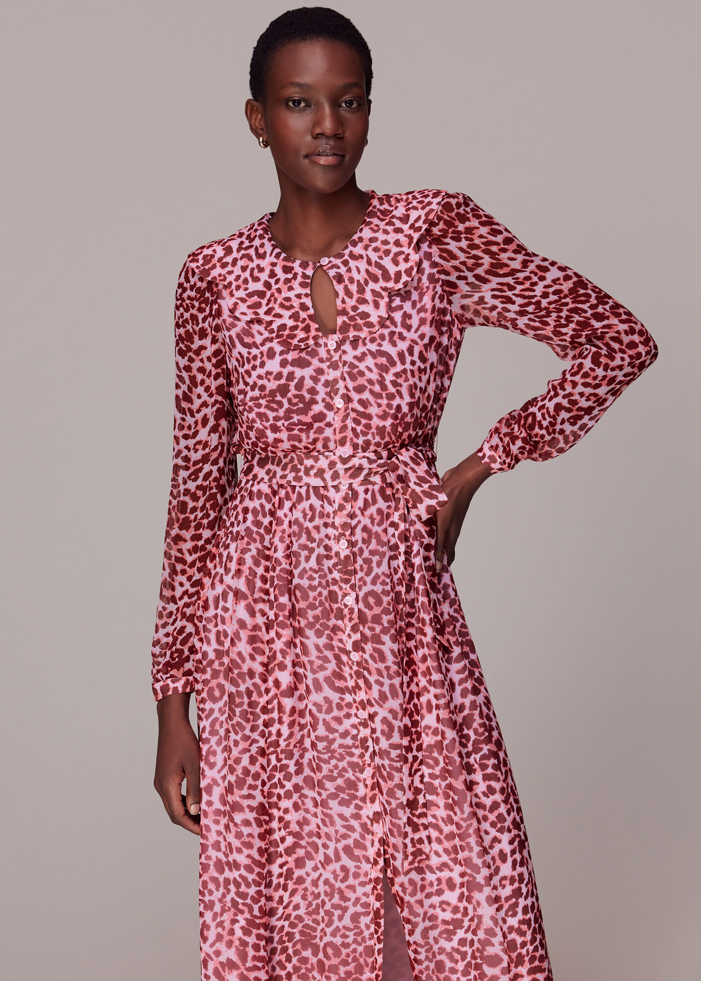 Pink/Multi Abstract Cheetah Midi Dress WHISTLES