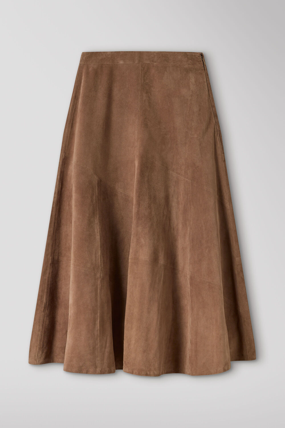 Taupe Zig Zag Panel Suede Skirt