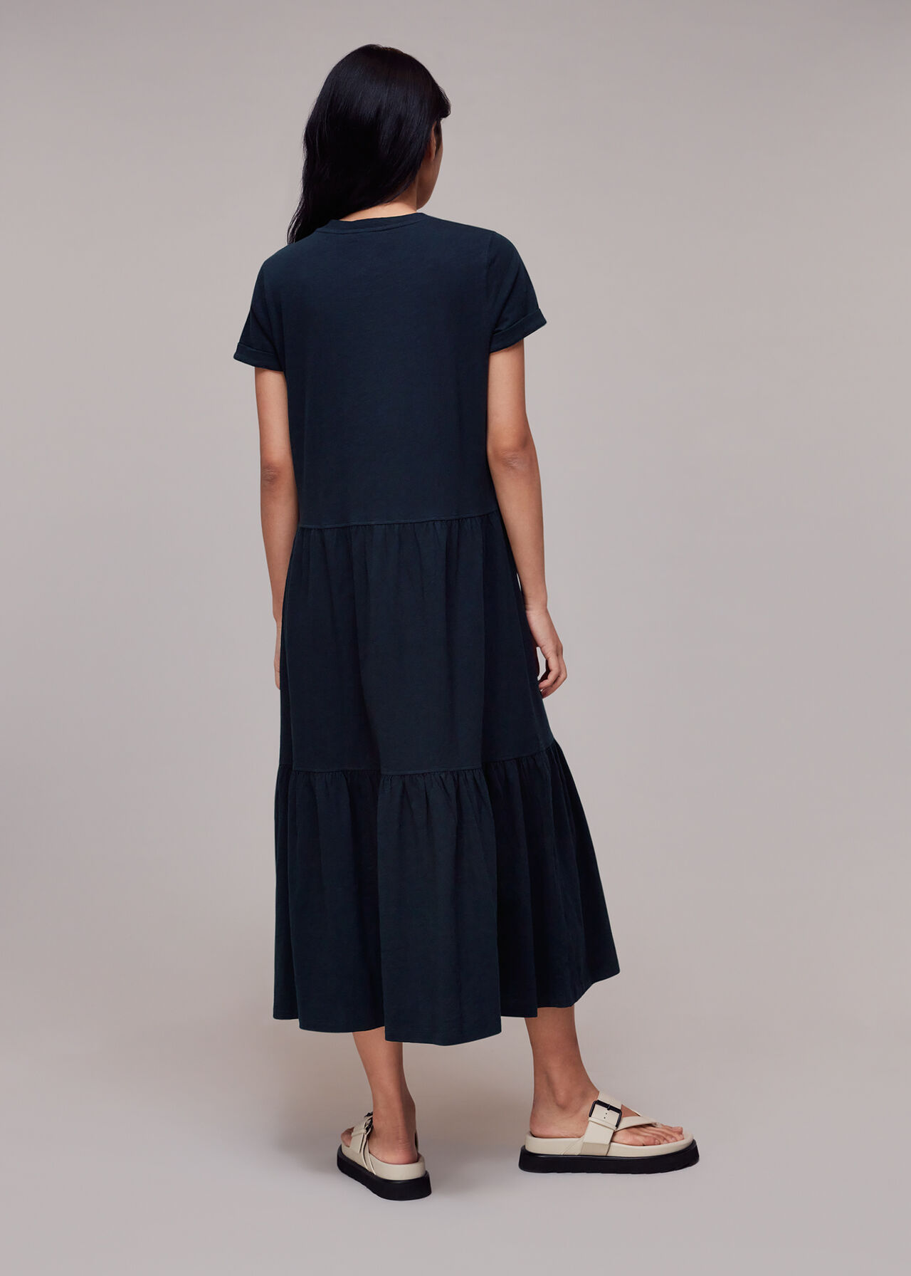 Tiered Jersey Midi Dress