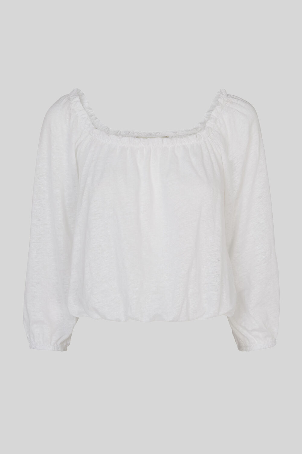 Linen Square Neck Top White
