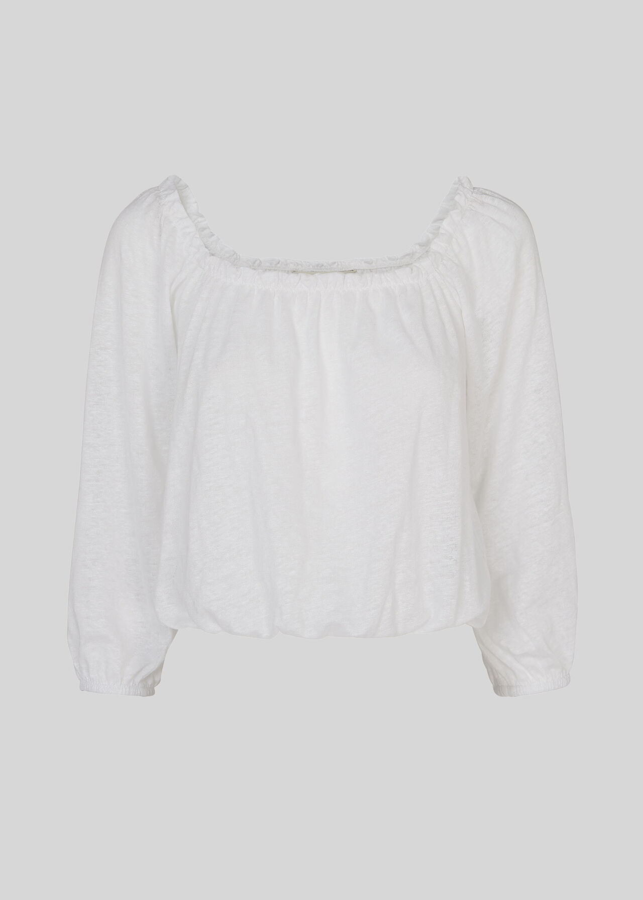 Linen Square Neck Top White