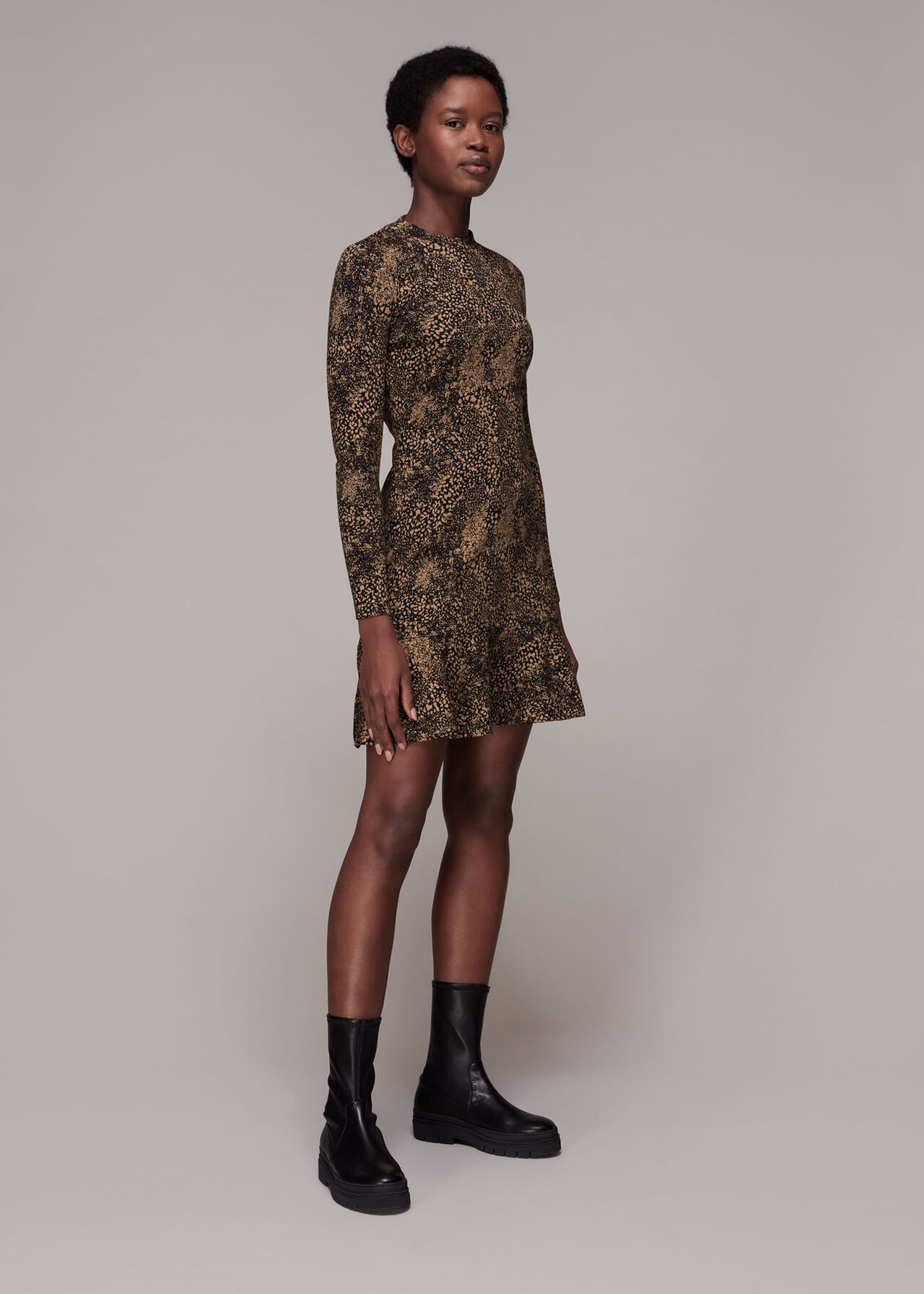 Jacquard Leopard Flippy Dress