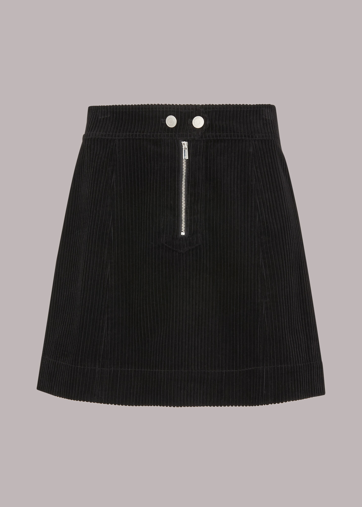 Black Zip Front Cord Mini Skirt WHISTLES Whistles UK