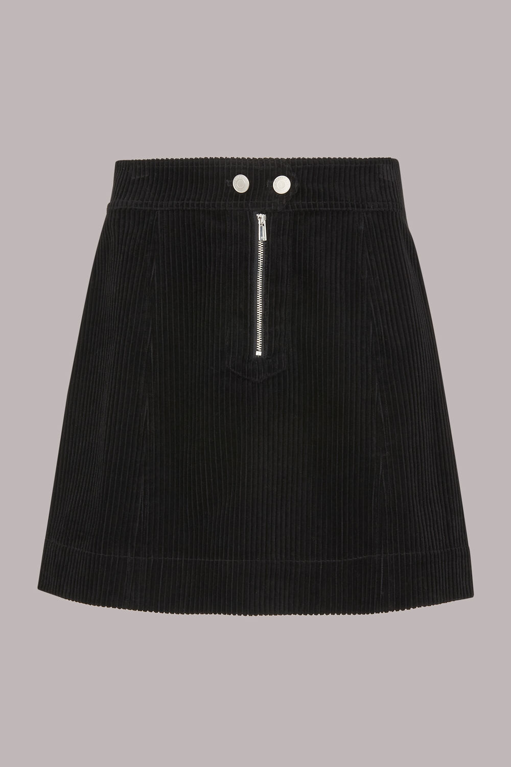 Zip Front Cord Mini Skirt