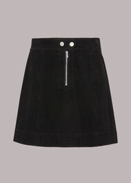 Zip Front Cord Mini Skirt