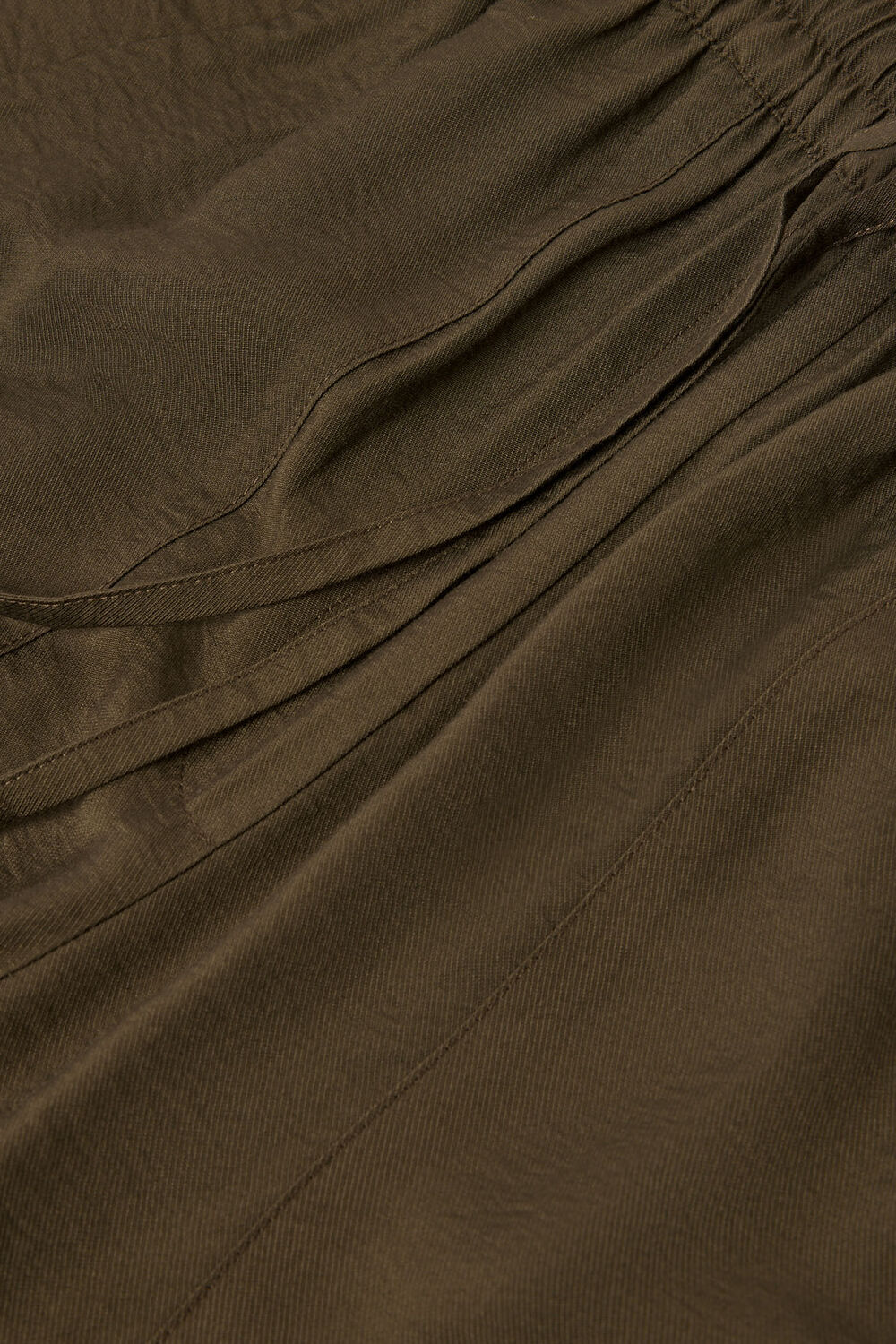Khaki Petite Tie Waist Trouser