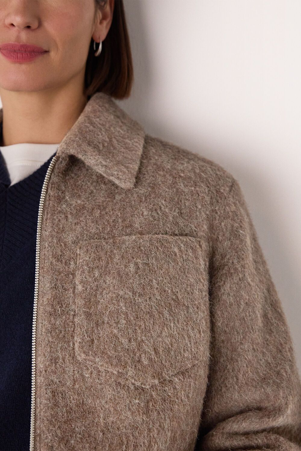 Zip Through Wool Blend Jacket