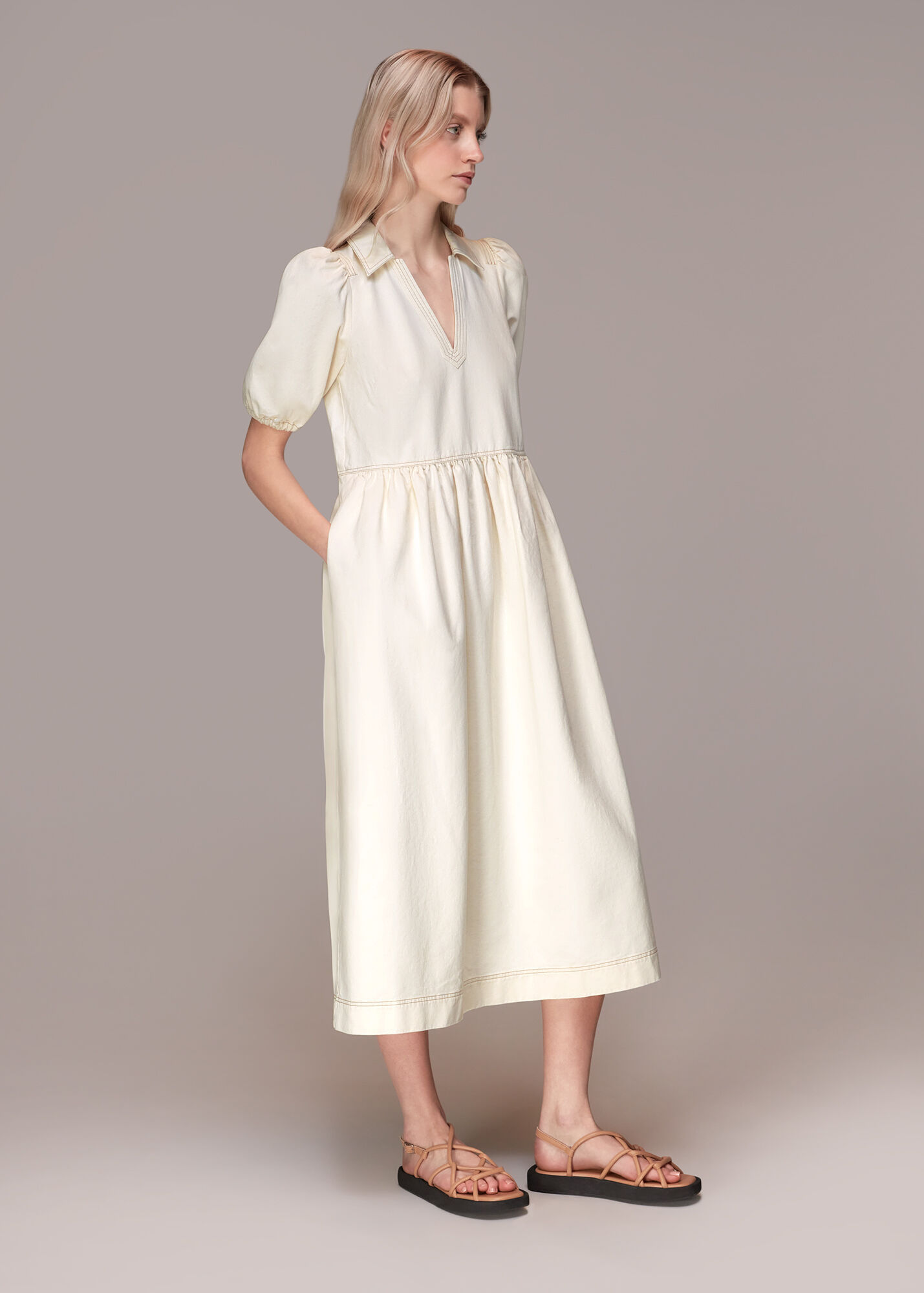 Ivory/Multi Rina Oversized Denim Dress WHISTLES