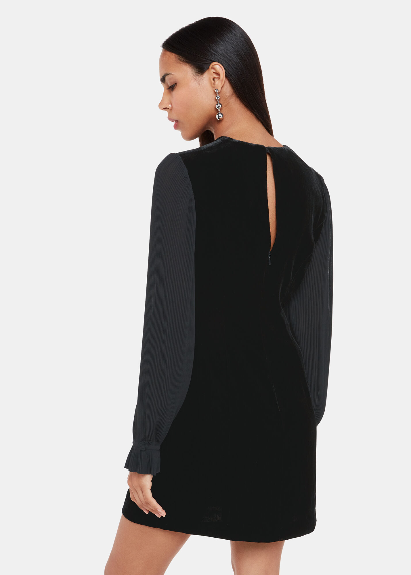 Long Sleeve Velvet Mesh Mini Dress