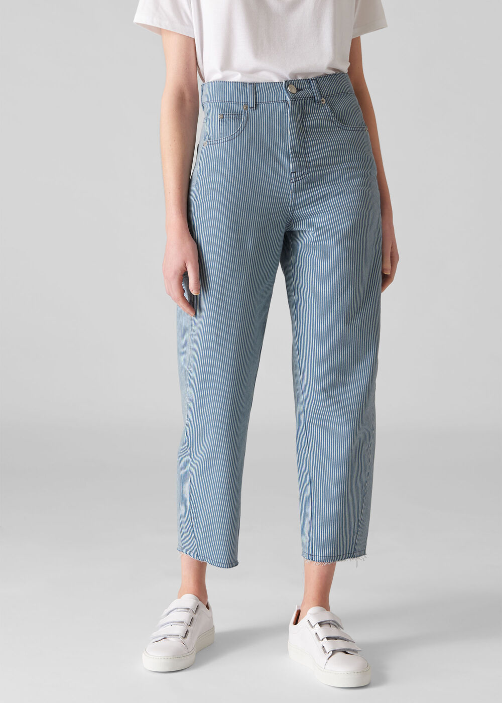 Stripe High Waist Barrel Jean Blue/Multi