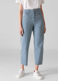 Stripe High Waist Barrel Jean Blue/Multi