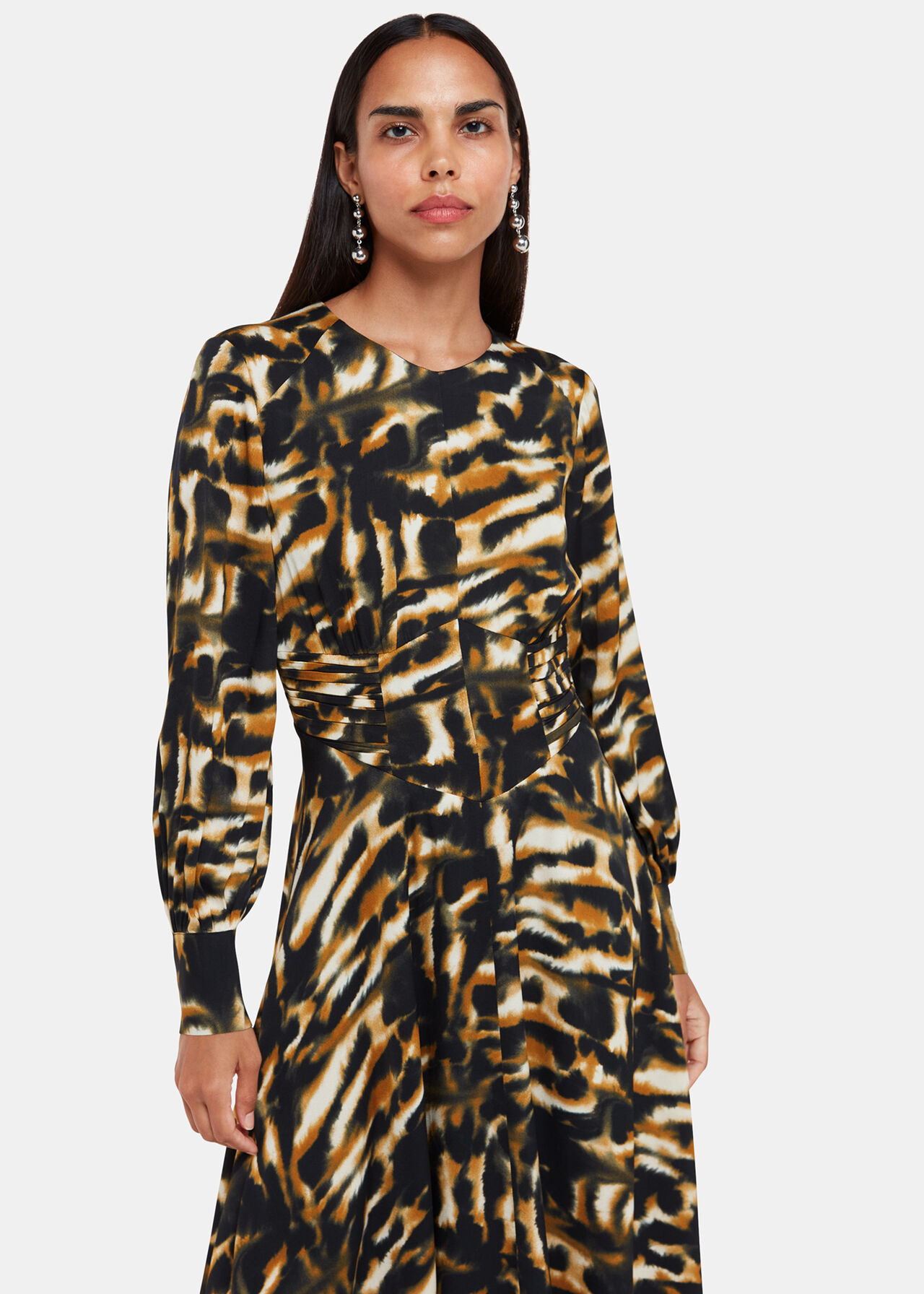 Smoke Print Gathered Dress