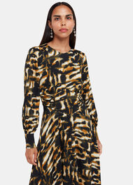 Smoke Print Gathered Dress