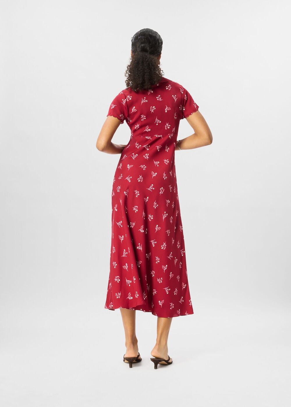Floral Lace Trim Midi Dress