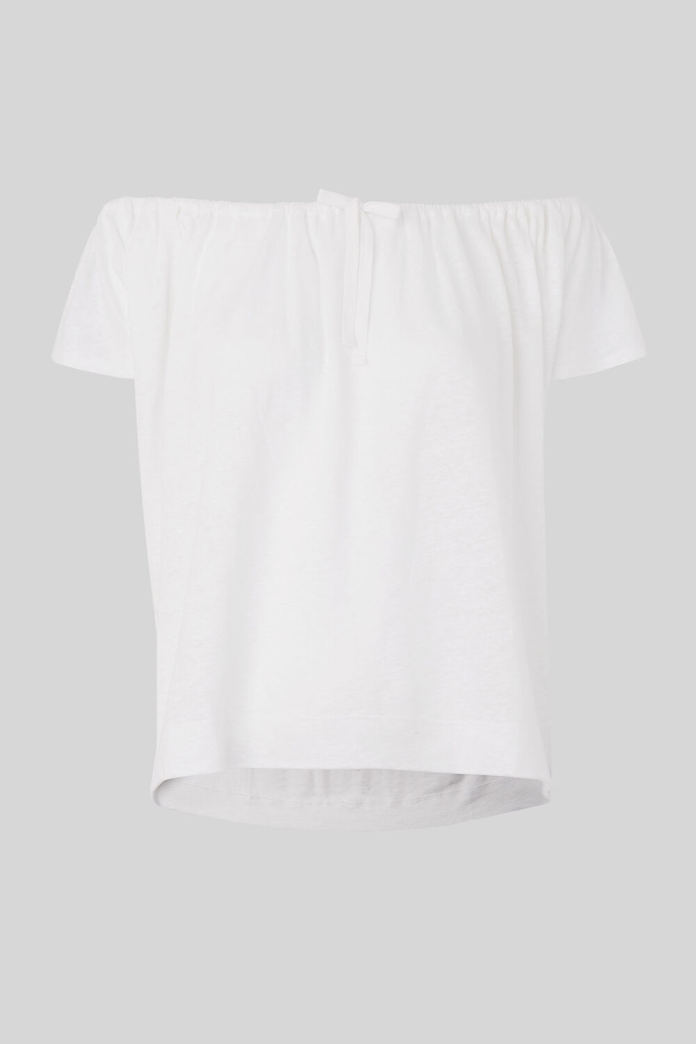 Tie Neck Bardot Top White