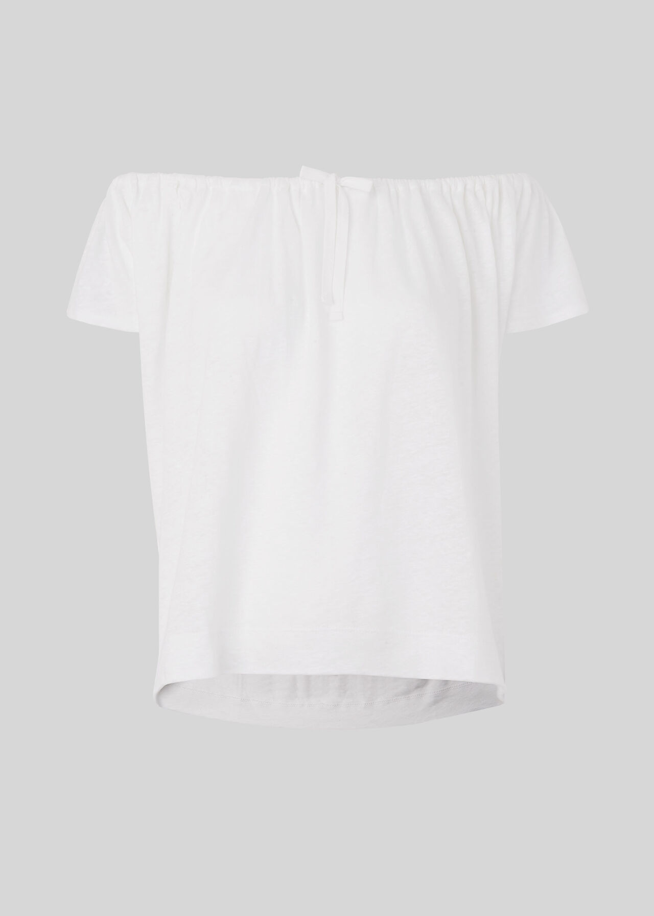Tie Neck Bardot Top White