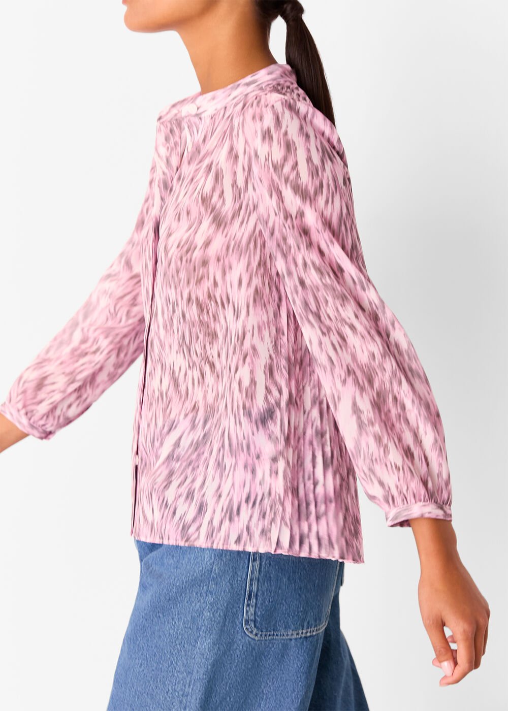 Petite Leopard Pleat Detail Shirt